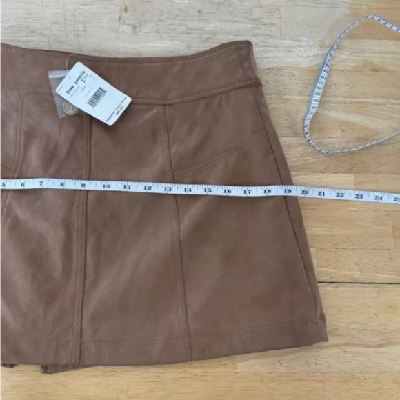 NWT Free People Skirt Camel Tan Faux Suede Ari Wrap Mini Buckle Vegan Boho 12 - Picture 11 of 12